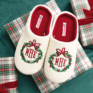christmas wreath slippers with gift boxes
