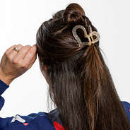 opaque heart clip in hair