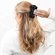 black bow hair clip half up half down