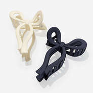bow hair clips in navy and white