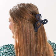 navy blue bow hair claw clip in red hair