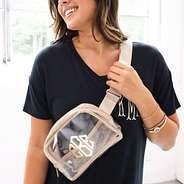 clear belt bag across front