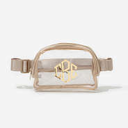 Monogrammed Clear Belt Bag in Champagne