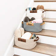 trio basket on stairs