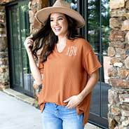 sienna monogrammed waffle short sleeve top