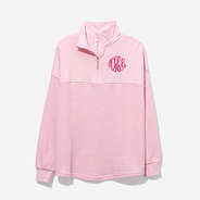 Monogrammed Waffle Knit Pullover in Light Pink