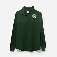 monogrammed waffle knit pullover in pine