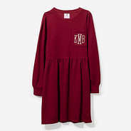 Monogrammed Waffle Dress in Crimson