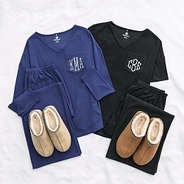 black and indigo monogrammed pajamas outfits
