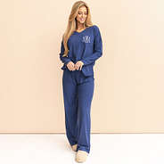 girl wearing indigo personalized pajamas