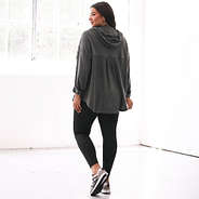 back of waffle knit charcoal shacket