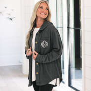charcoal personalized waffle knit shacket