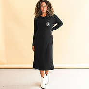 black long sleeve midi dress on jae