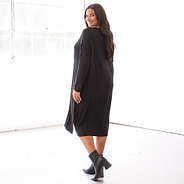 black long sleeve midi dress on julia ann - back view