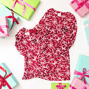 red bow-utiful softspun nightgown mom and me flatlay