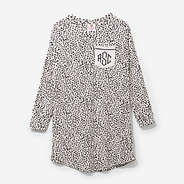 Monogrammed Softspun Nightgown in White Leopard