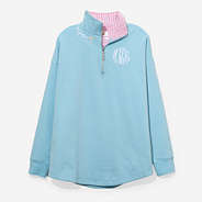 personalized faith pullover in blue and pink seersucker