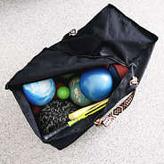 personalized black storage bag with sports equipment