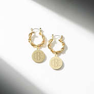 gold cable hoop earrings studio shot