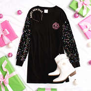 black sequin dress flatlay
