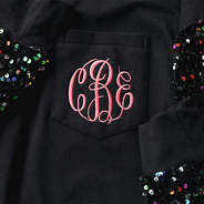 black sequin dress up close