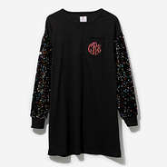 Monogrammed Sequin Dress in Black