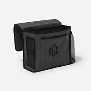 monogrammed bedside caddy in heathered grey