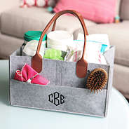 gray home organizer with kids essentials