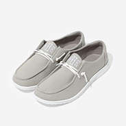 Monogrammed Canvas Slip Ons in Light Gray