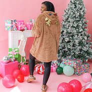 back of blanket reindeer hoodie