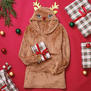 christmas blanket reindeer hoodie with presents