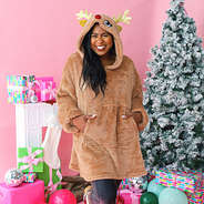 reindeer christmas blanket hoodie with pockets and leggings