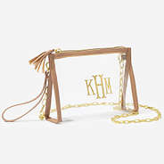 personalized clear stadium bag in tan