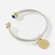 monogrammed birthstone cable bracelet in september sapphire