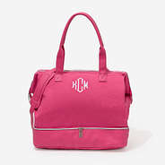 monogrammed canvas weekender in hot pink