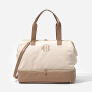 Monogrammed Canvas Weekender in Ivory
