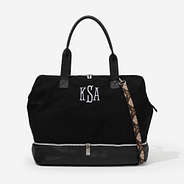 monogrammed canvas weekender in black mosaic