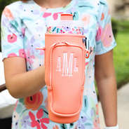 coral water bottle holder in hand