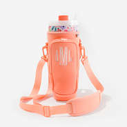 Monogrammed Water Bottle Holder in Coral
