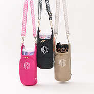 hot pink black and tan monogrammed quilted puffy water bottle holder