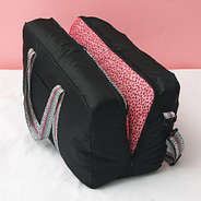 packable weekender in black spottie open