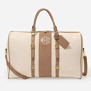 monogrammed weekender bag in ivory