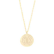 monogrammed disc necklace in gold