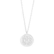 monogrammed disc necklace in silver