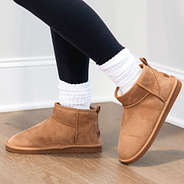 sherpa ankle booties with socks and leggings