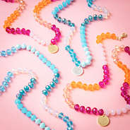 duo beaded necklace - blue and pink