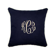 monogrammed navy throw pillow