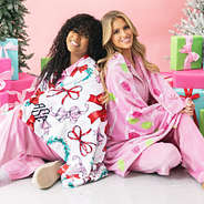 merry bows and blush and bright monogrammed plush blankets