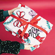 merry bows monogrammed plush blanket wrapped with bow