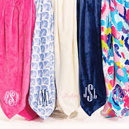 hot pink blue shells ivory watercolor cheetah and navy monogrammed plush blankets